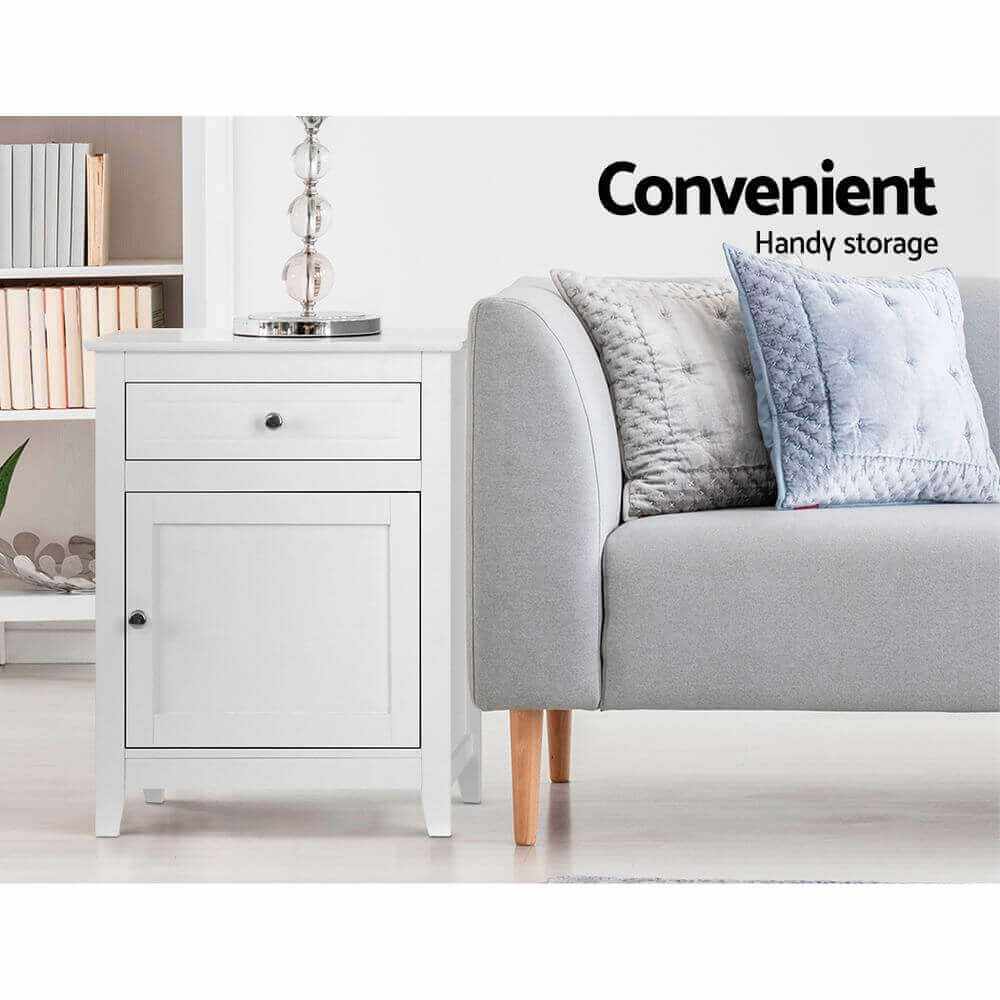 Gustav Bedside Tables Side Table Drawers Nightstand White