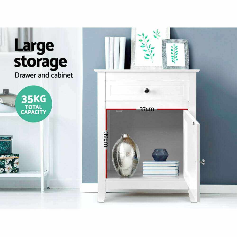 Gustav Bedside Tables Side Table Drawers Nightstand White