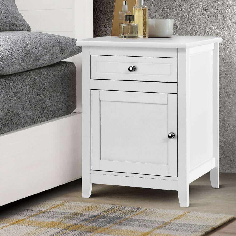 Gustav Bedside Tables Side Table Drawers Nightstand White