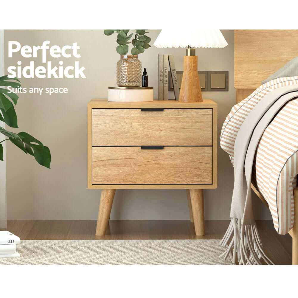 Sunny Pine Bedside Table 2 Drawers