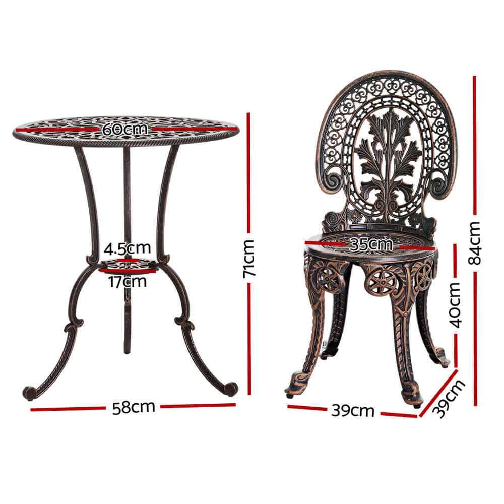 Gardeon 3 PC Patio Dining Furniture Outdoor Bistro Set