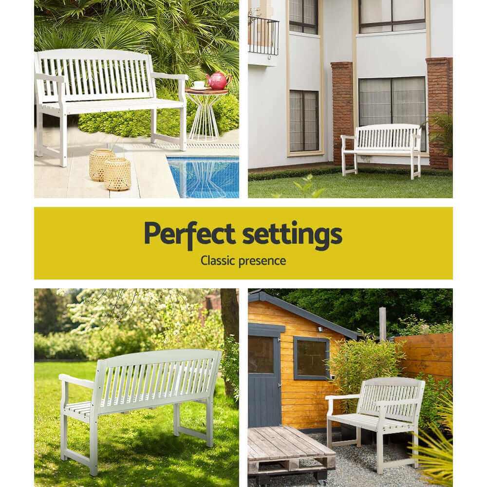 Gardeon Wooden 2 Seater Outdoor Garden Bench White