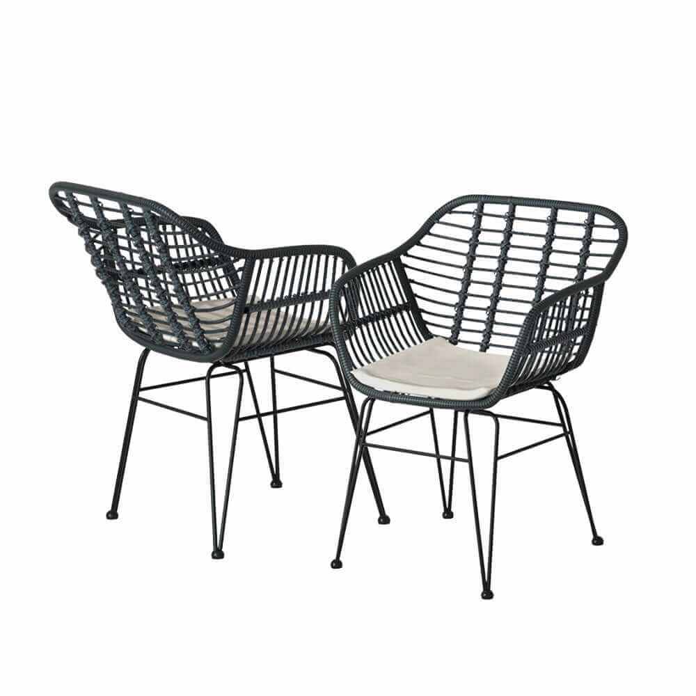 Gardeon 3PC Outdoor Furniture Pool Chairs And Table - Grey