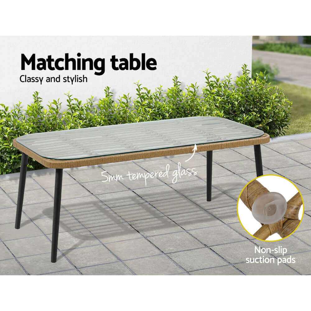 Gardeon 4-Piece Rattan Sofa and Coffee Table Set