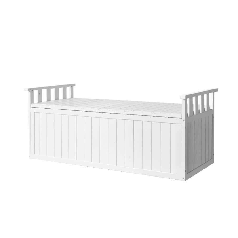 Gardeon XL Outdoor Storage Bench Box Wooden 129cm White