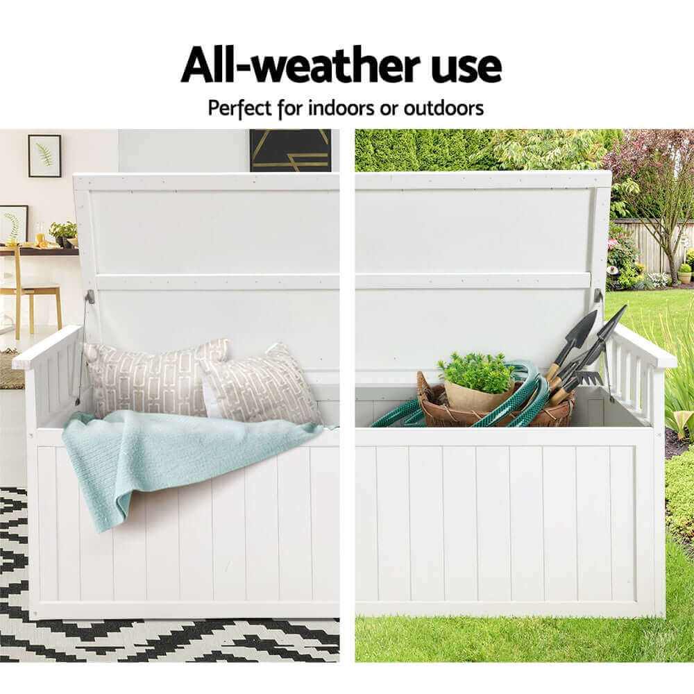 Gardeon XL Outdoor Storage Bench Box Wooden 129cm White