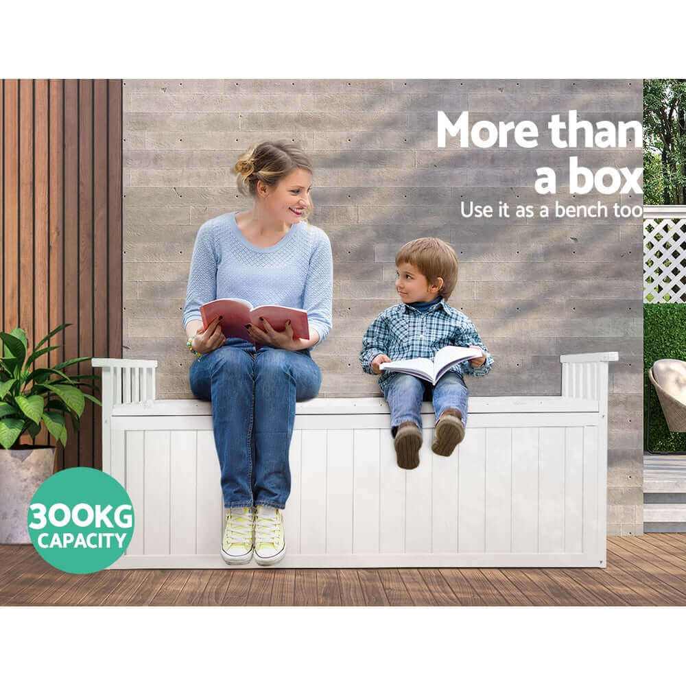 Gardeon XL Outdoor Storage Bench Box Wooden 129cm White