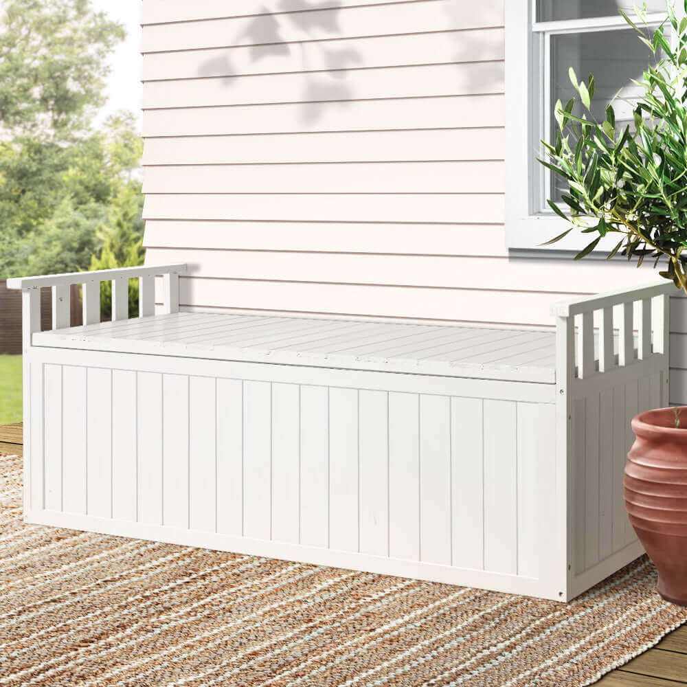 Gardeon XL Outdoor Storage Bench Box Wooden 129cm White