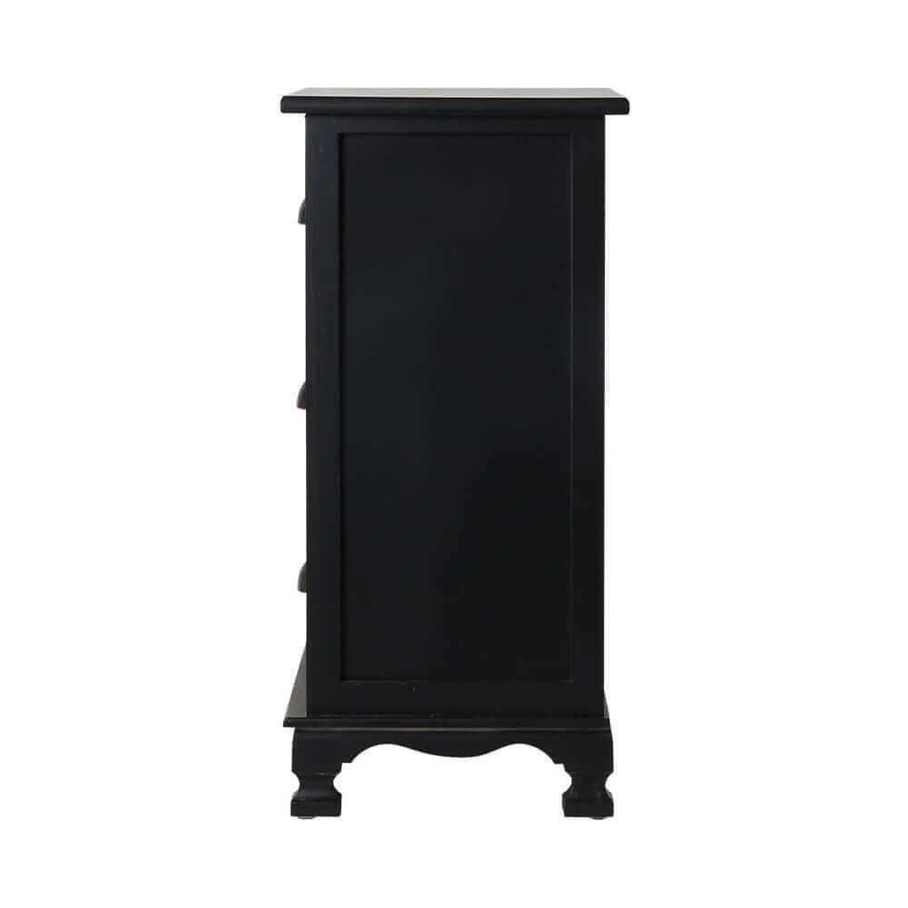 THYME Vintage Bedside Table With Drawers Black
