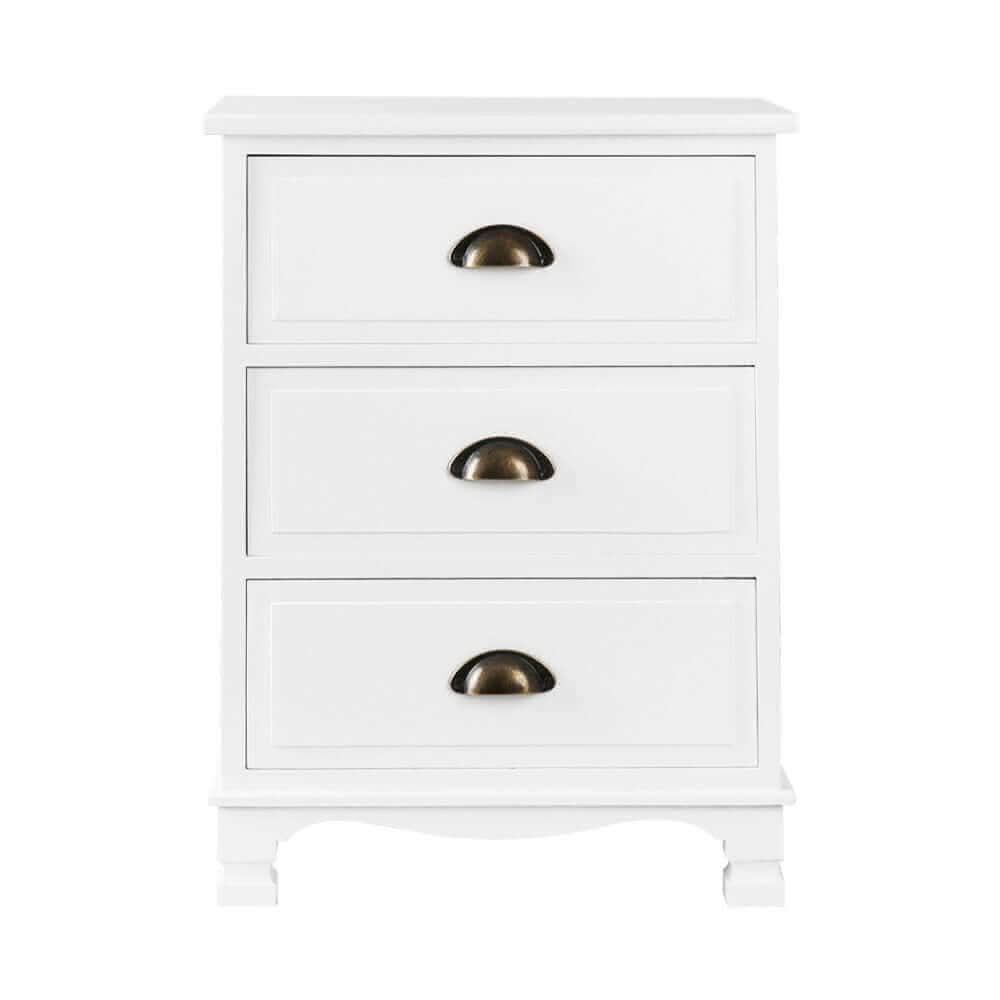 THYME Bedside Table With Drawers Vintage White