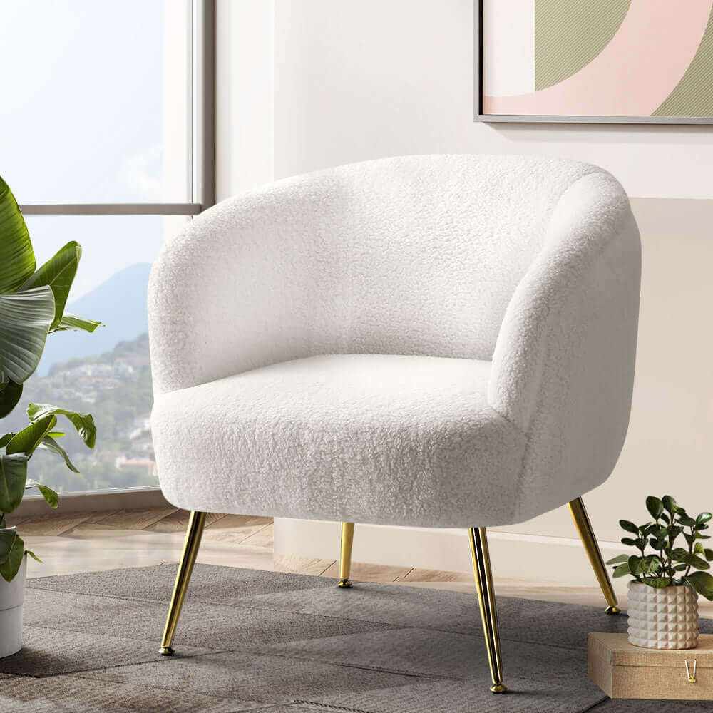 Carneiro Sherpa Boucle Arm Chairs White