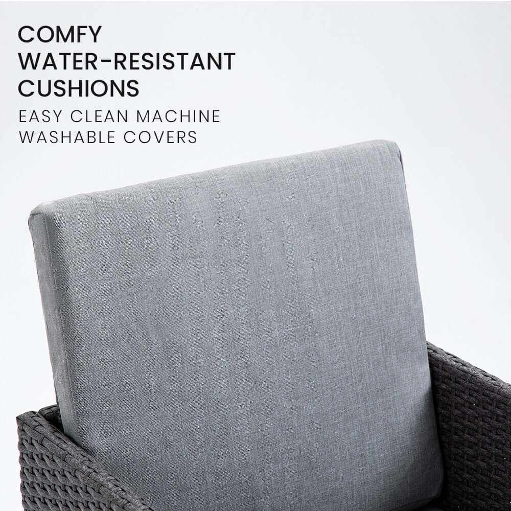 LONDON RATTAN 5 Piece Outdoor Dining Table And Chair Set - Grey