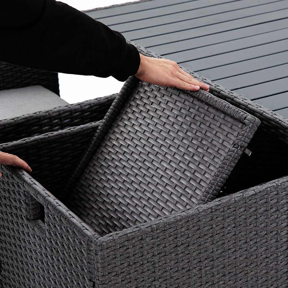 LONDON RATTAN 5 Piece Outdoor Dining Table And Chair Set - Grey