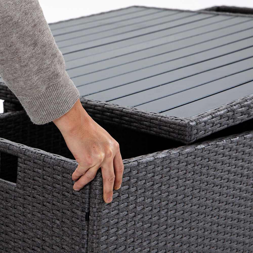 LONDON RATTAN 5 Piece Outdoor Dining Table And Chair Set - Grey