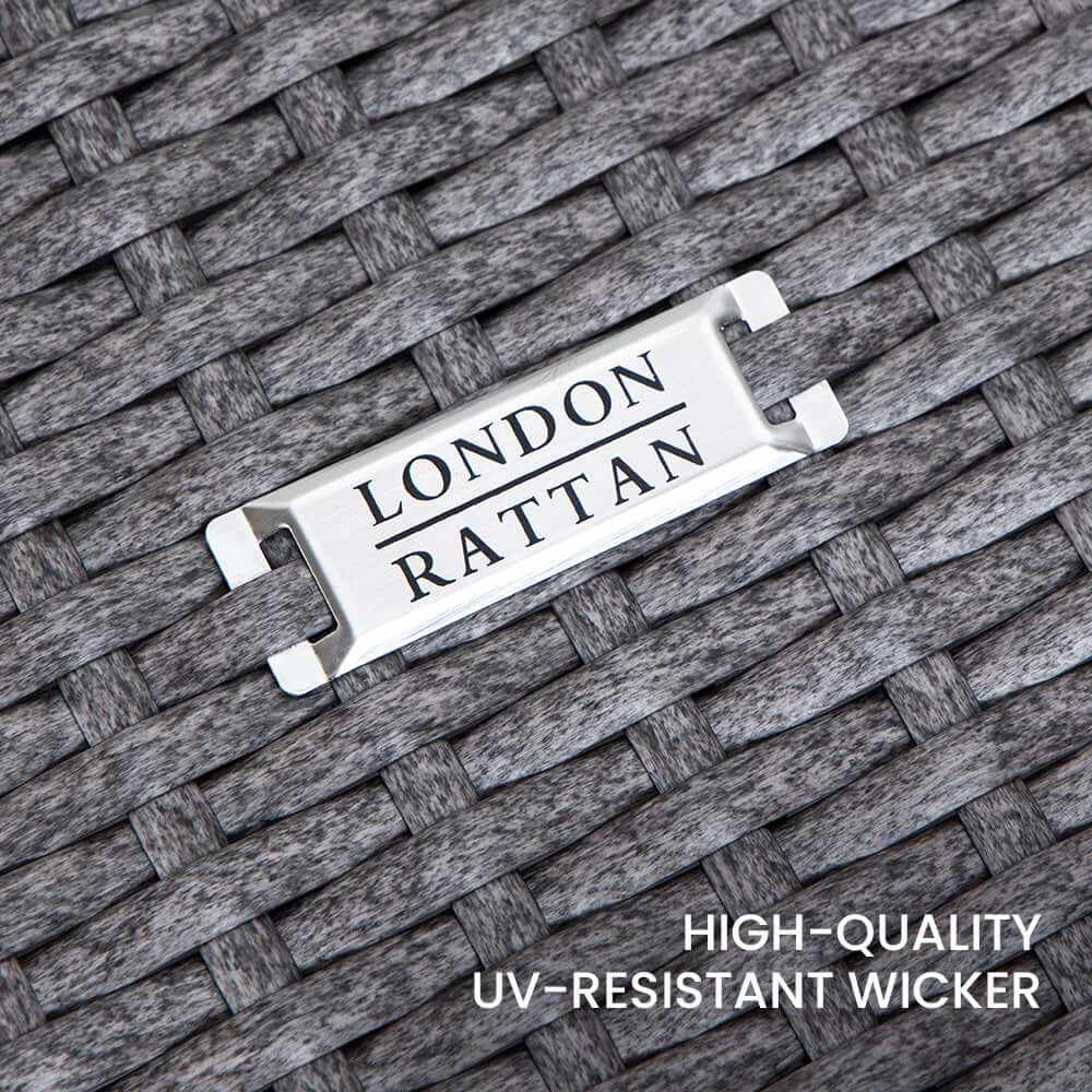 LONDON RATTAN Outdoor Dining Table 9 Piece Furniture Wicker Set - Grey