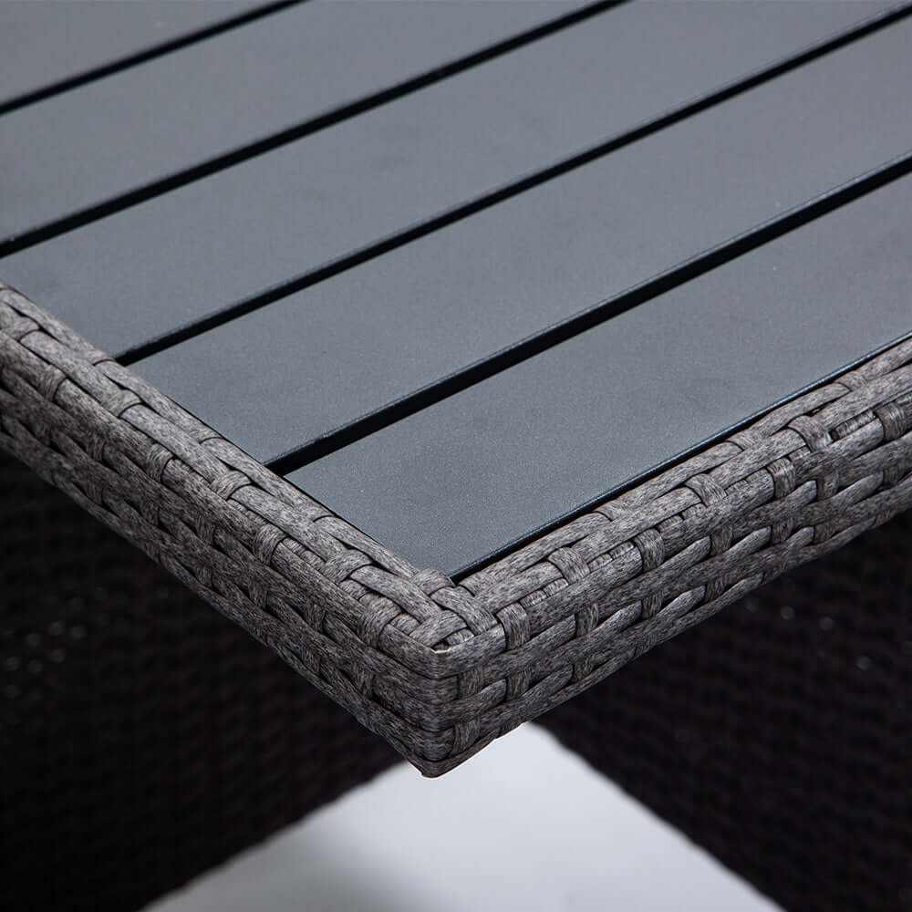 LONDON RATTAN Outdoor Dining Table 9 Piece Furniture Wicker Set - Grey