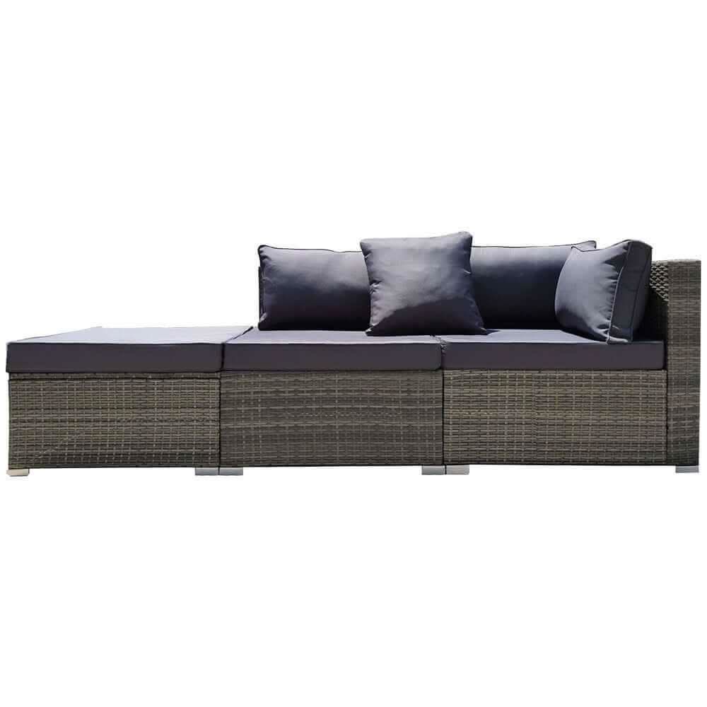 LONDON RATTAN 3 Seater Outdoor Couch Set - Grey
