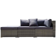 LONDON RATTAN 3 Seater Outdoor Couch Set - Grey