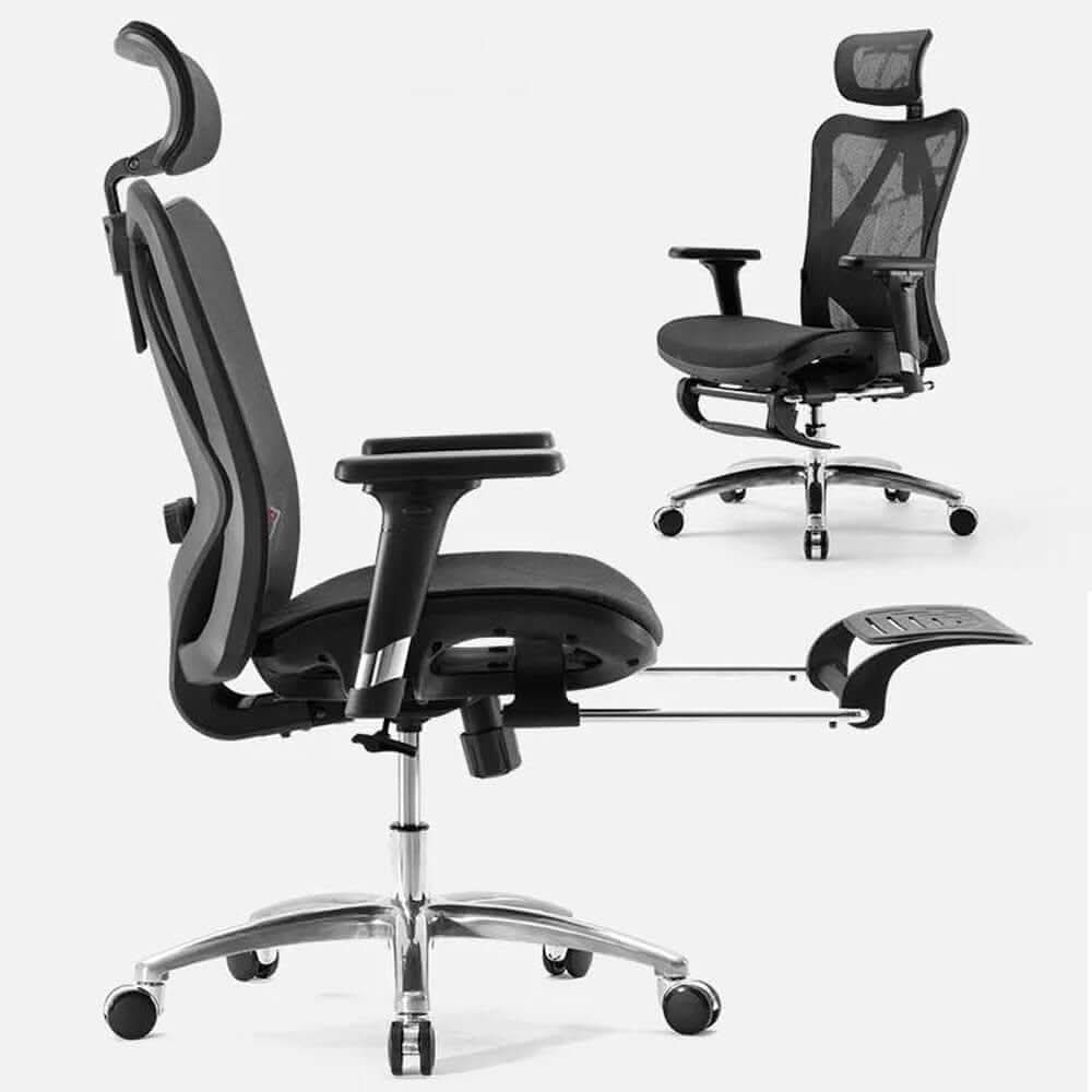 Emjay M57 High Back Ergonomic Chair with Footrest - Black