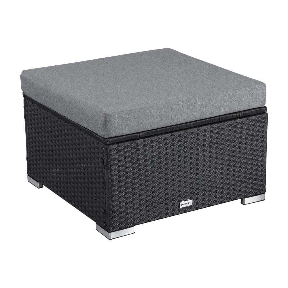 Ottoman-Style Black Outdoor Sofa Lounge Set