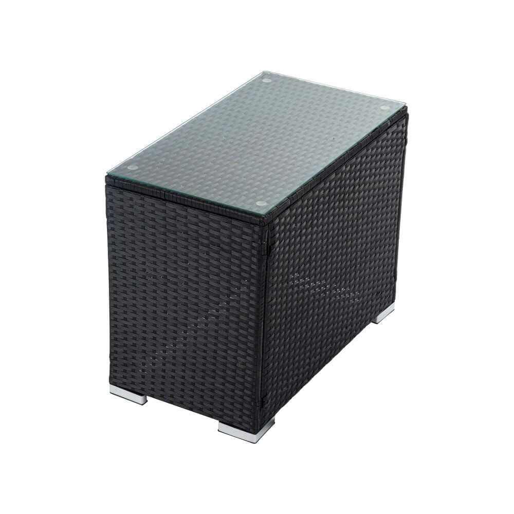 7PC Rattan Corner Sofa with Storage - Black