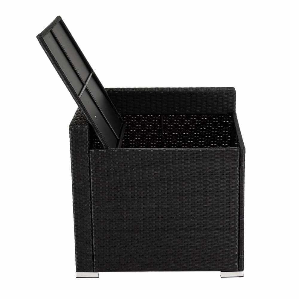 7PC Rattan Corner Sofa with Storage - Black
