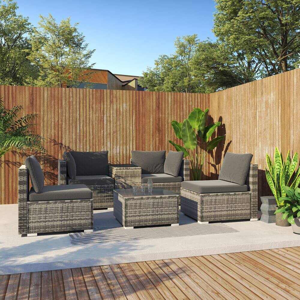 Modular Lounge Sofa With End Table Rattan Garden Furniture