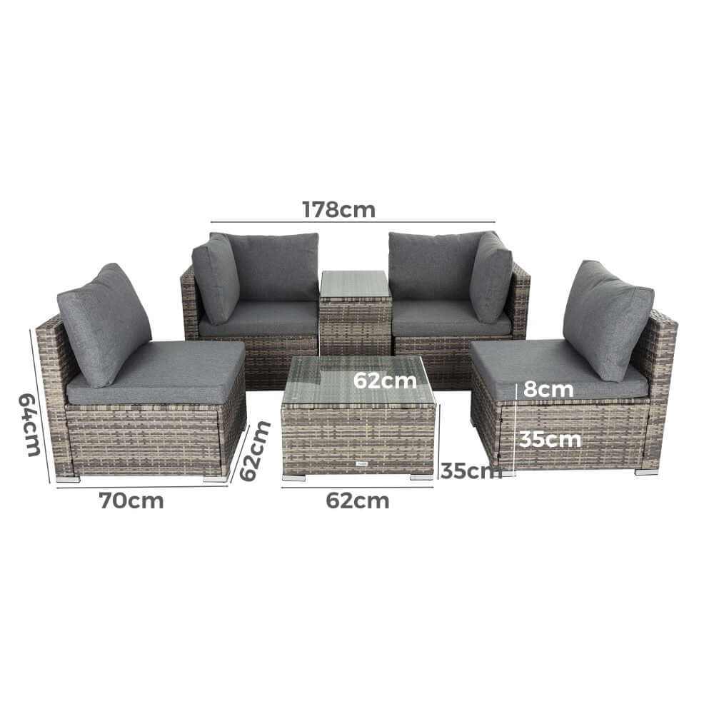 Modular Lounge Sofa With End Table Rattan Garden Furniture