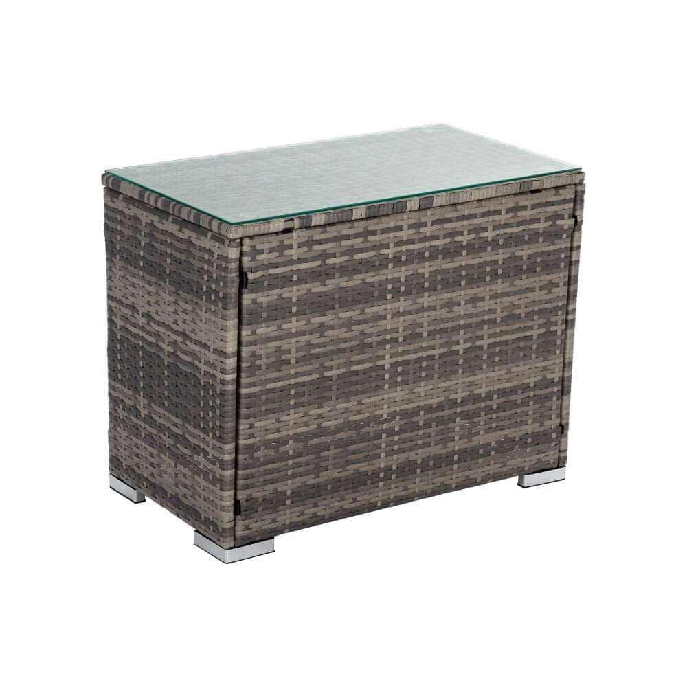 7PC Outdoor Wicker Lounge Set with Storage Corner - Grey