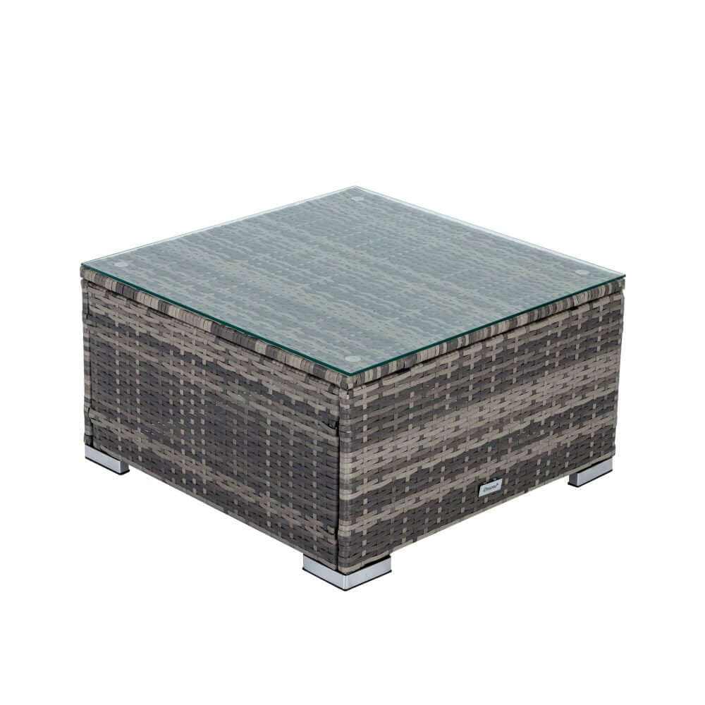 7PC Outdoor Wicker Lounge Set with Storage Corner - Grey