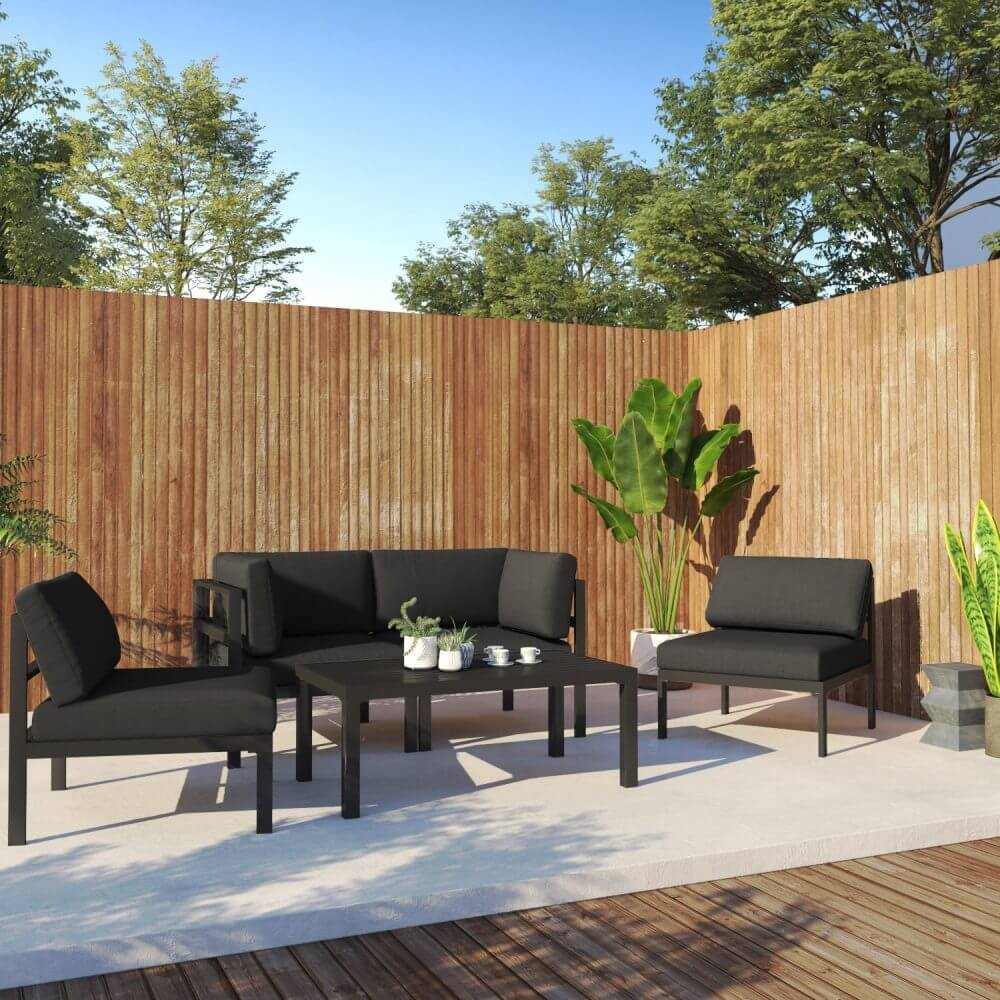 Outdoor 5 Piece Charcoal Grey Garden Sofa Set