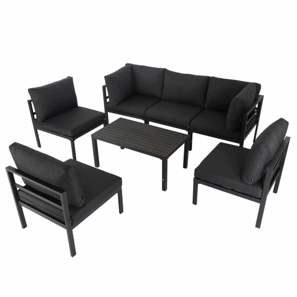 7 Piece Outdoor Sofa With Table - Charcoal Grey