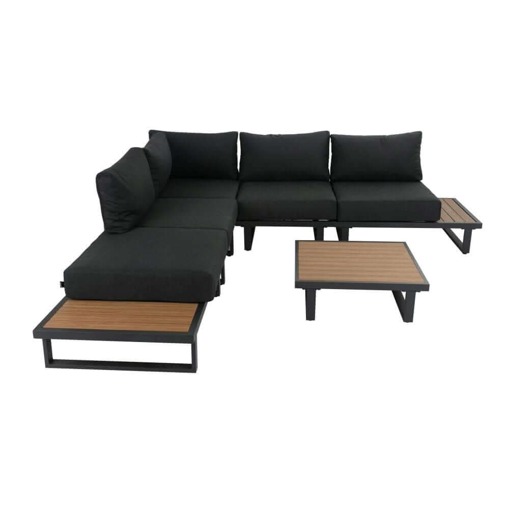 Modern Outdoor Lounge Set with Slatted Design Coffee Table