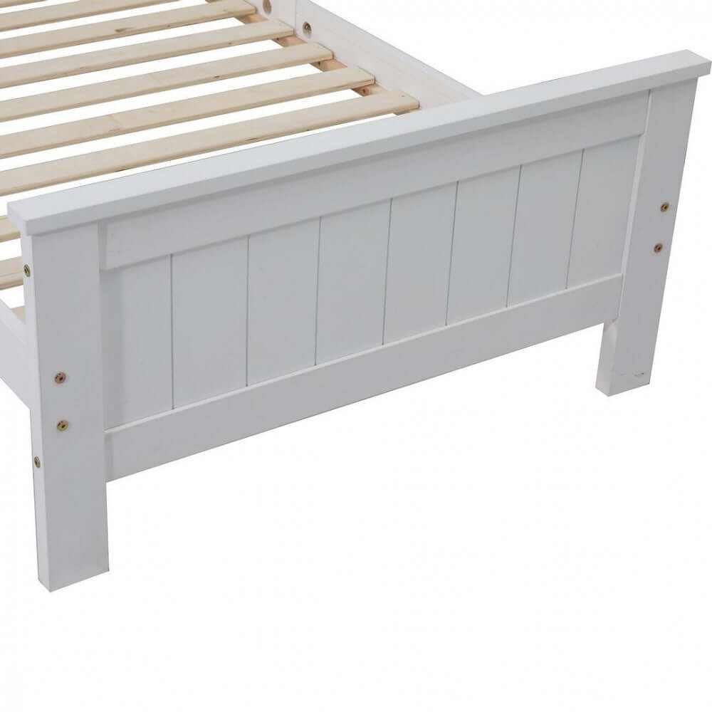 Wooden King Size Bed with Storage Headboard - White