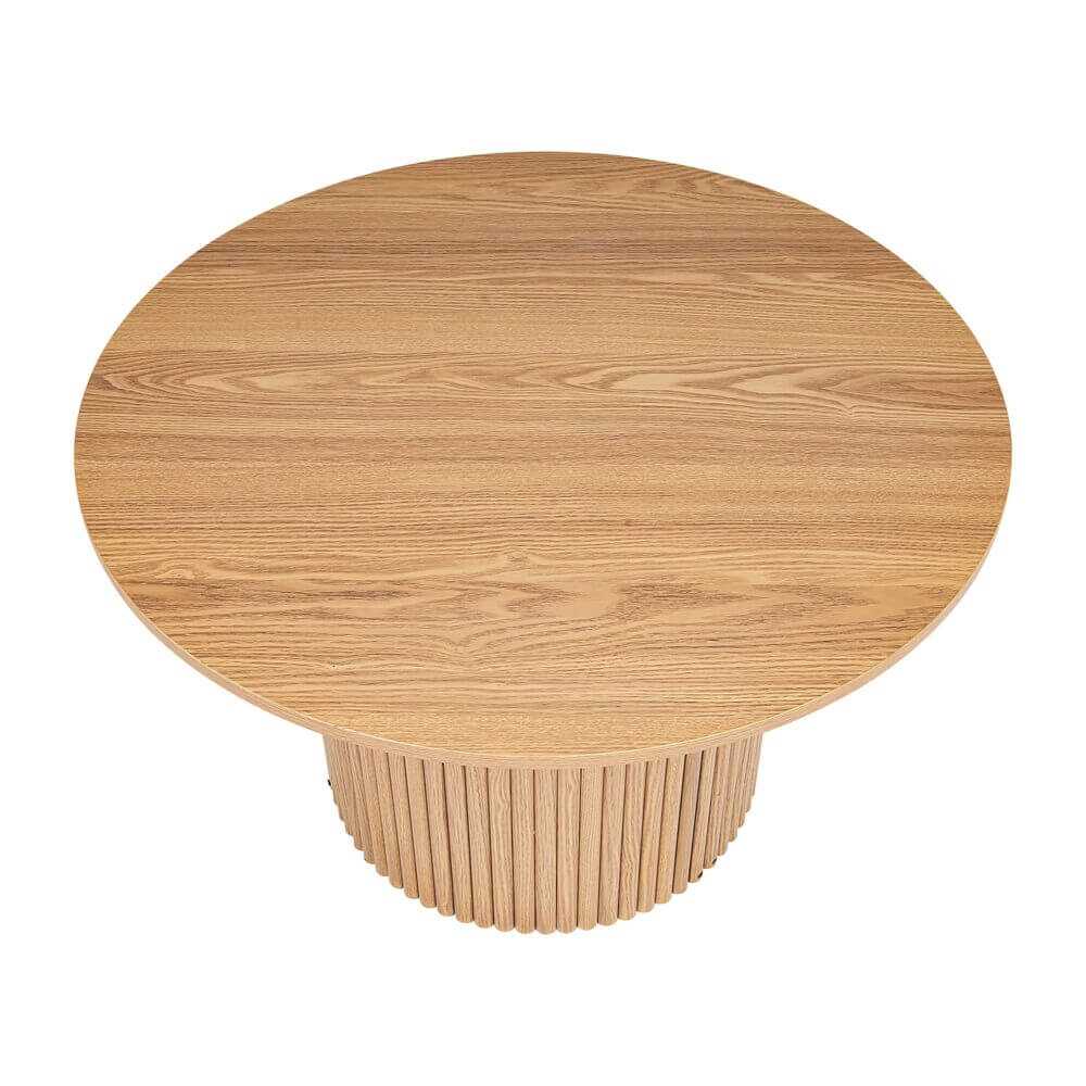 Luxe Round Ribbed Coffee Table Wooden