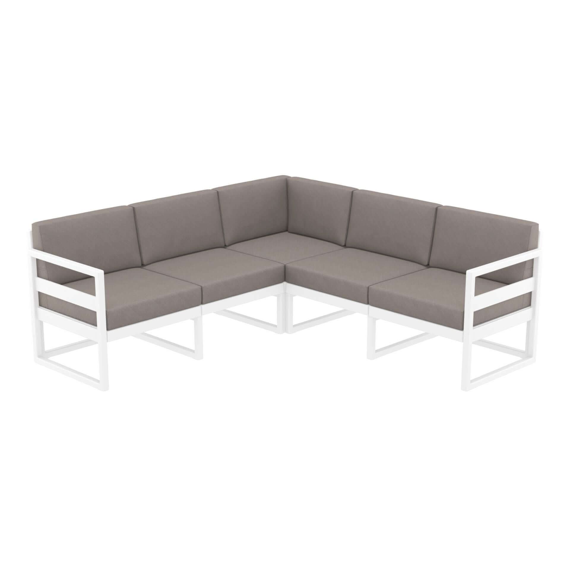 Mykonos Corner Sofa Lounge - White with Brown Cushions