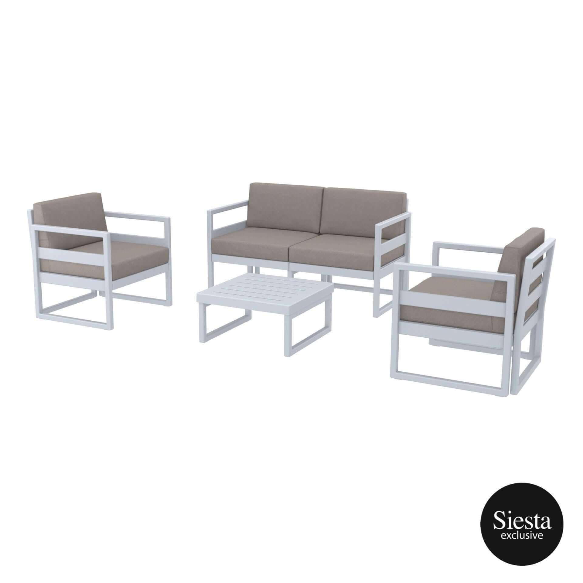 Mykonos Lounge Set Metal Outdoor Sofa - Silver Grey