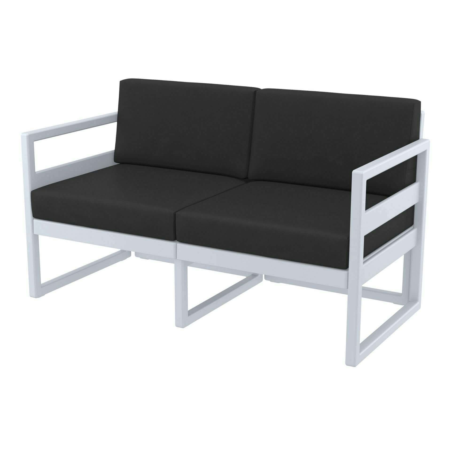 Mykonos Silver Grey Sofa With Black Cushions