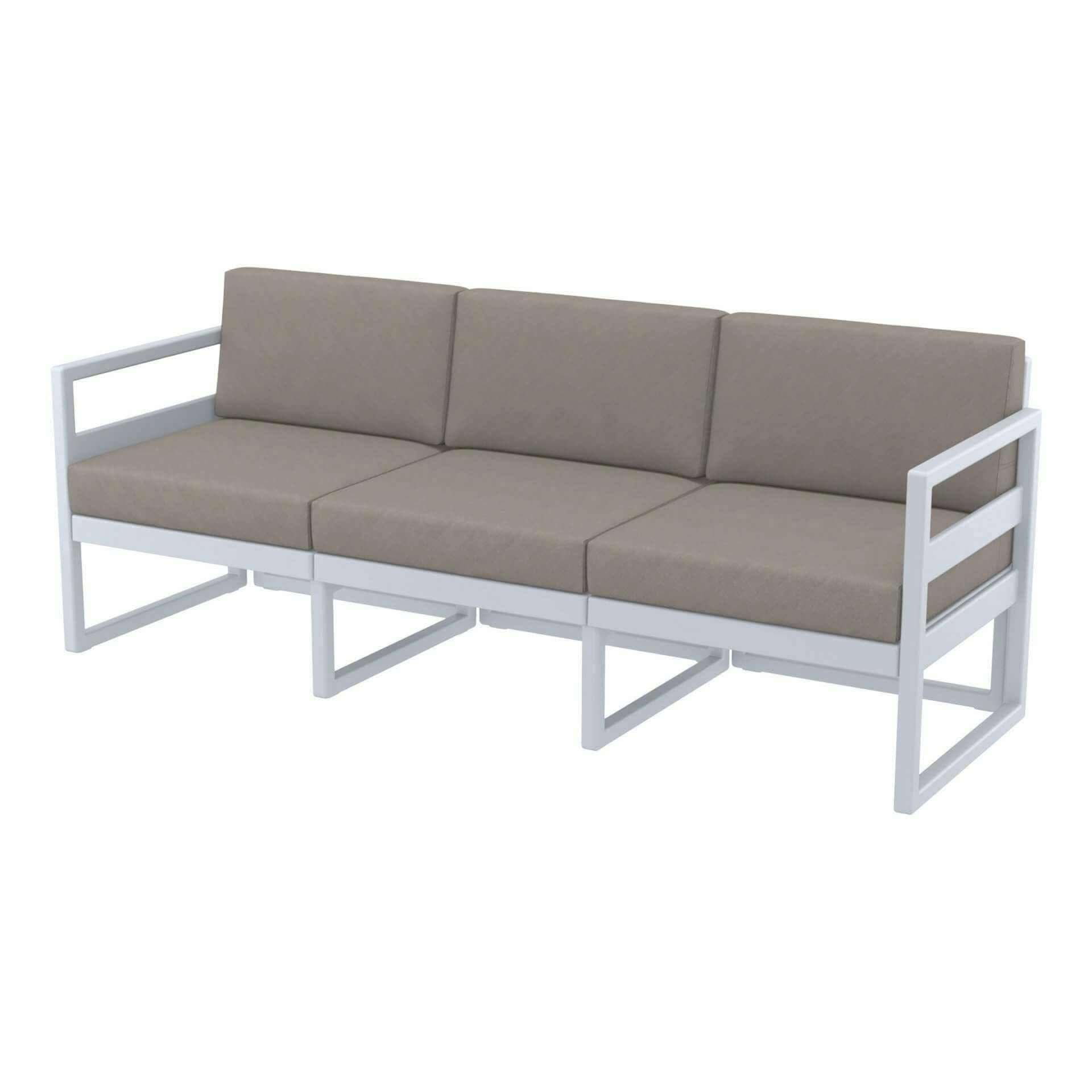 Mykonos Lounge Sofa Large - Silver Grey with Light Brown Cushions