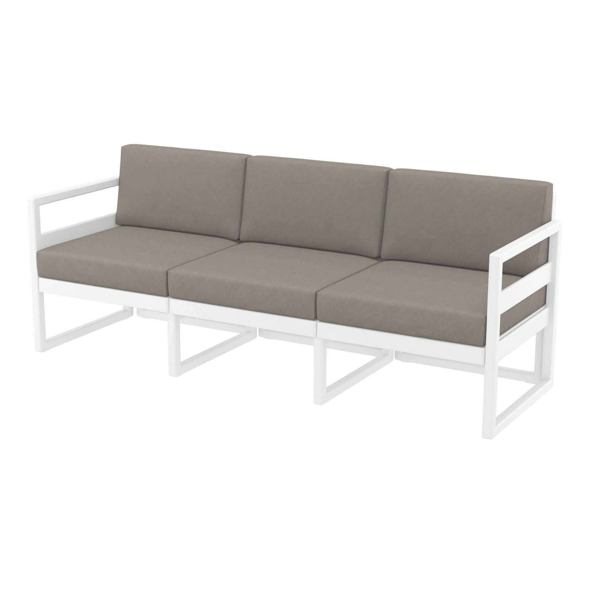 Mykonos XL Lounge Sofa White with Light Brown Cushions