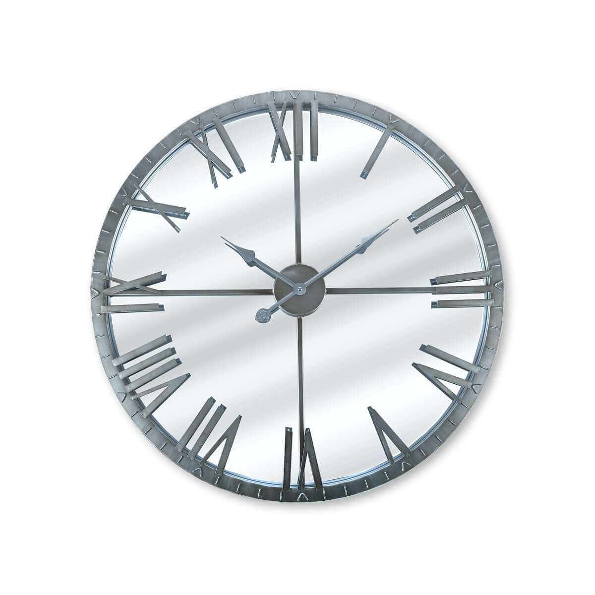 Home Master  Wall Clock Roman Numerals Stylish Mirror Face Metal Accen