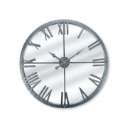 Home Master  Wall Clock Roman Numerals Stylish Mirror Face Metal Accen