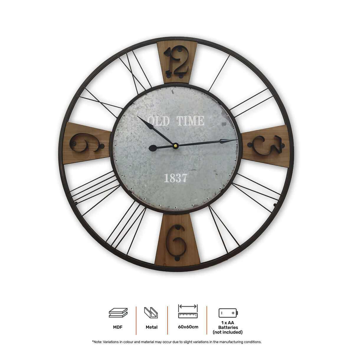 Mid Century Wall Clock Large Vintage Design 60cm