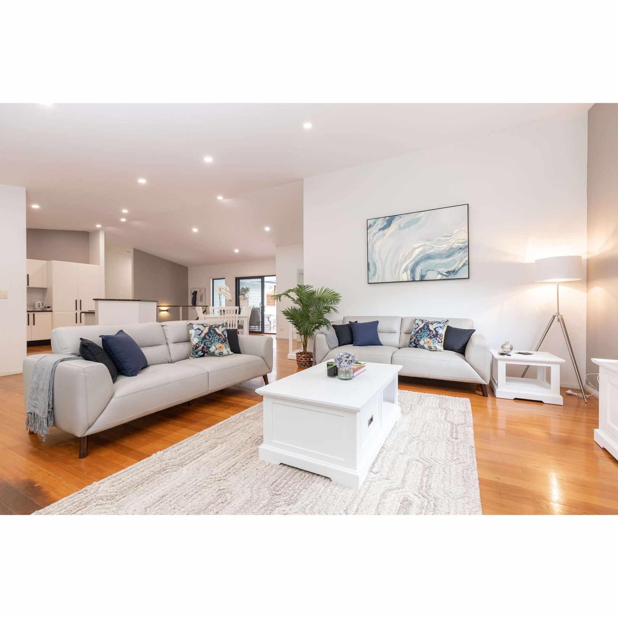 Laelia Solid Acacia 120cm White Wooden Coffee Table