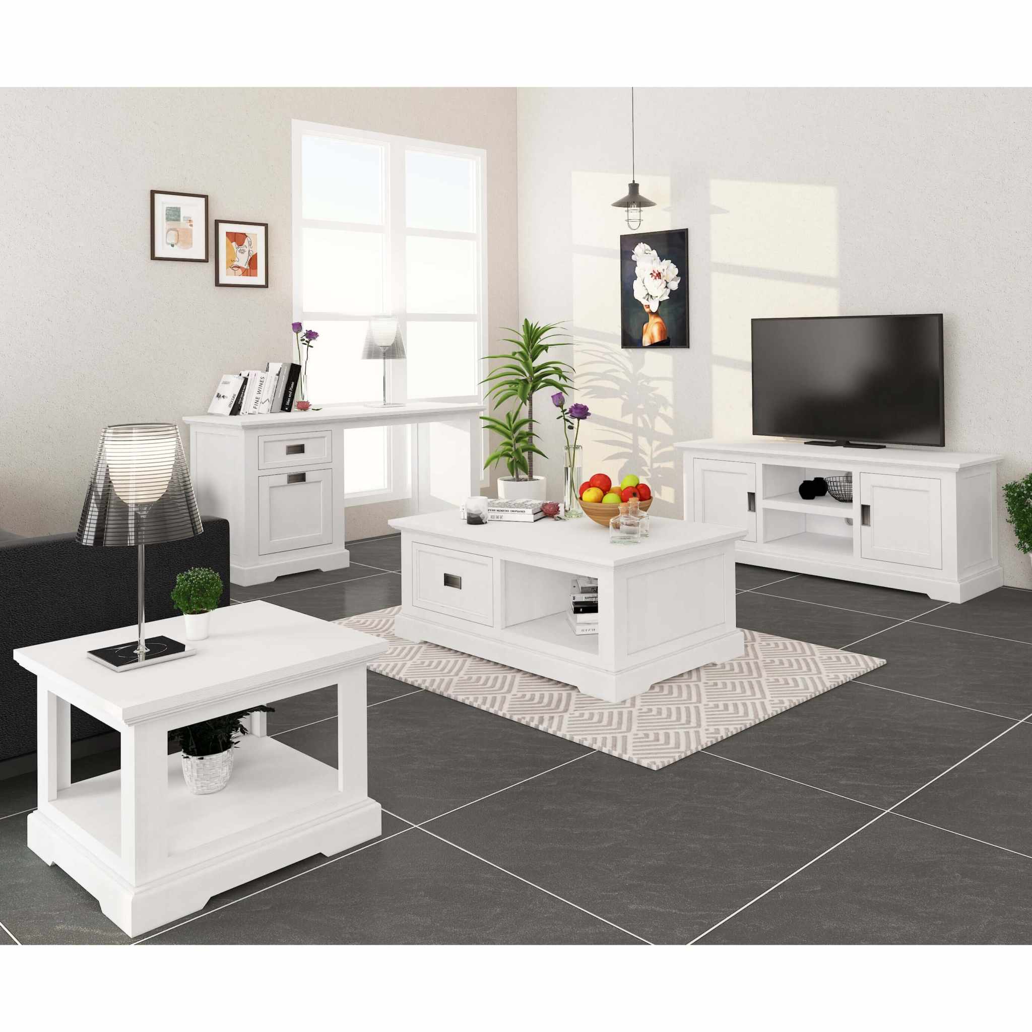 Laelia 220cm 2 Door TV Entertainment Unit Cabinet White