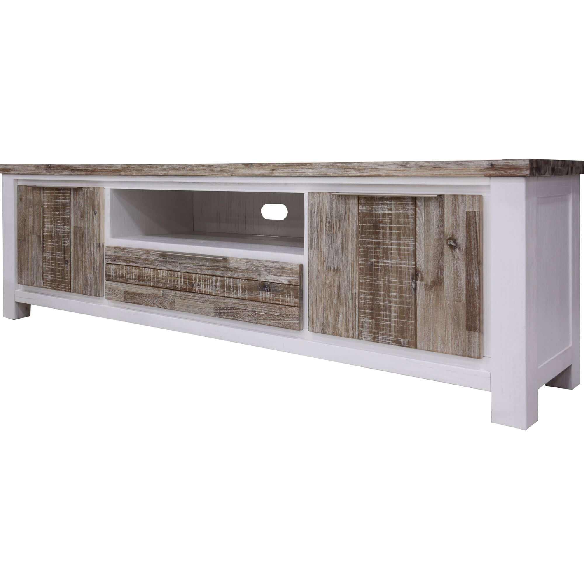 Plumeria 210cm Entertainment TV Unit With Doors - White Brush