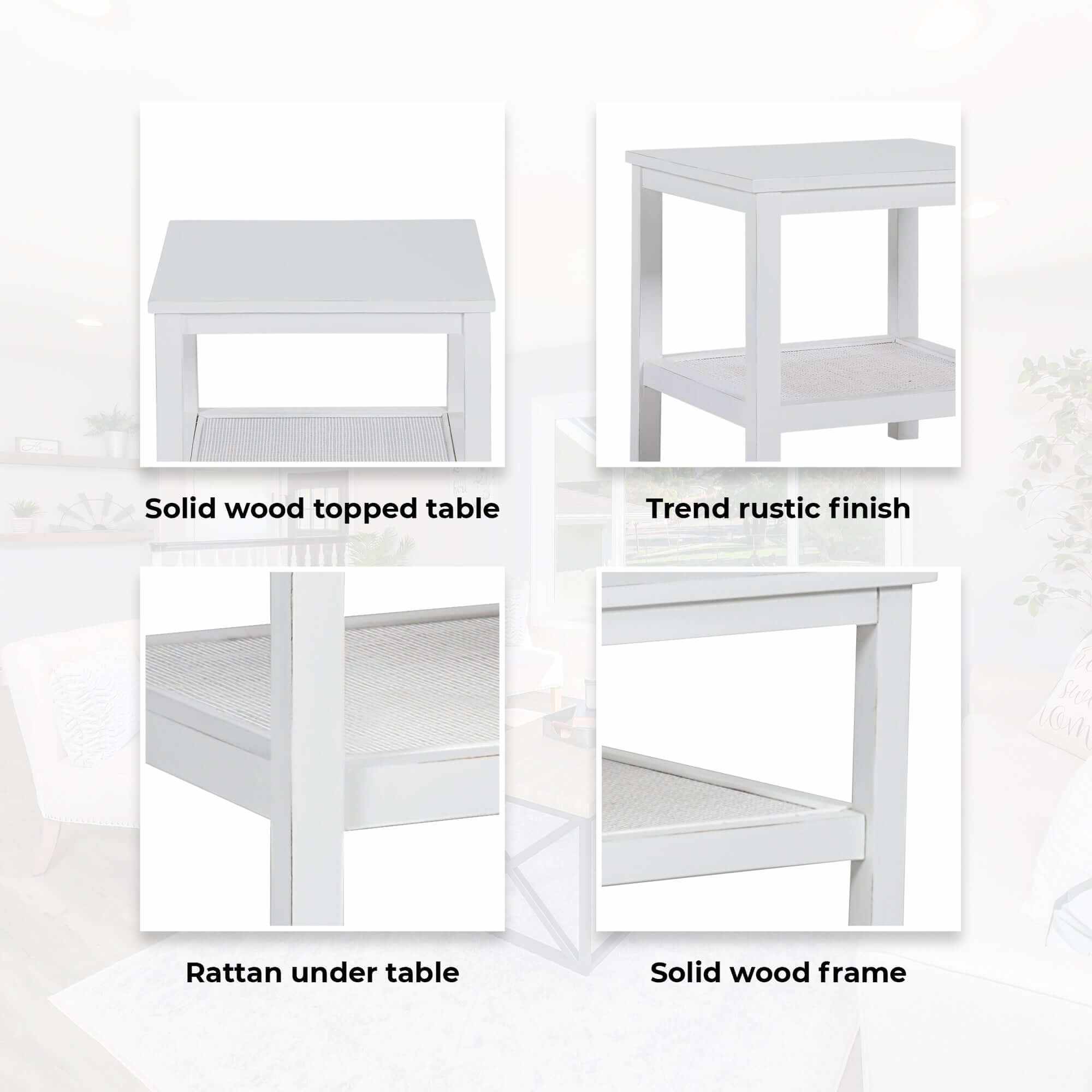 Jasmine Mindi Wood Coffee Side Table White