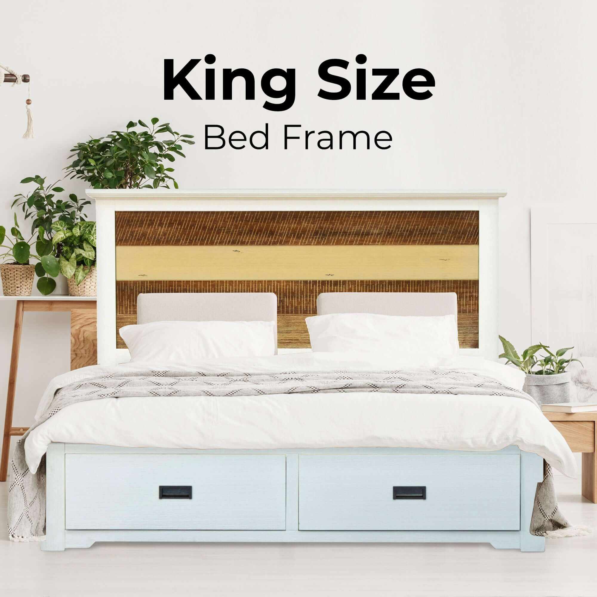 Orville Bed Frame King Size Mattress Base With Storage Drawers - Multi