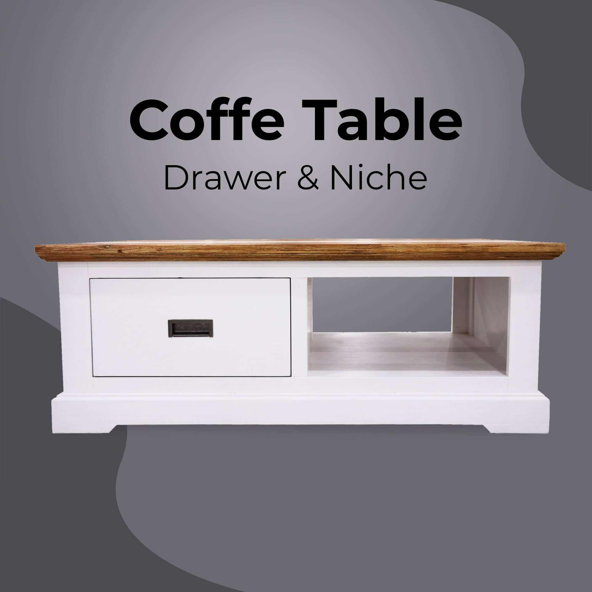 Orville Coffee Table 120cm 1 Drawer Solid Acacia Wood - Multi Colour