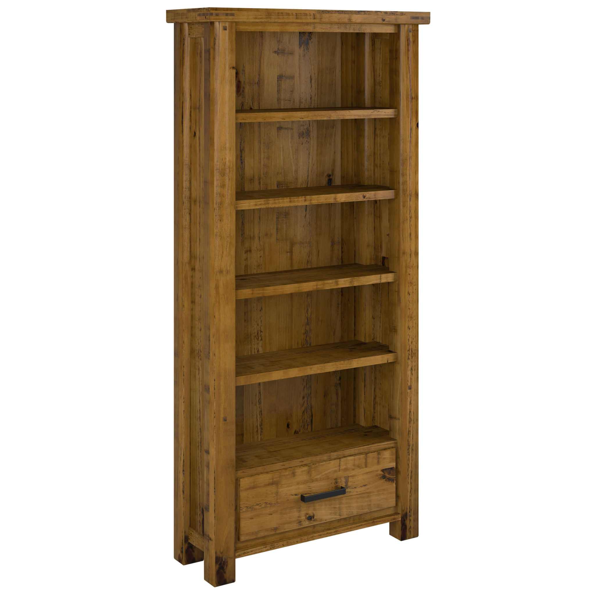 Teasel 190cm Rustic Wooden Bookshelf Display Unit - Oak